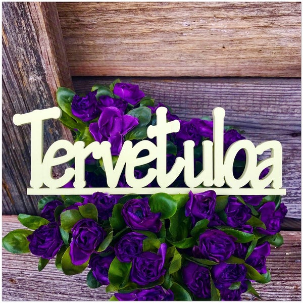 Tervetuloa- tikku kranssiin, vihert&auml;v&auml; 19 x 6,5 cm